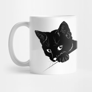 Black Cat Peeking Mug